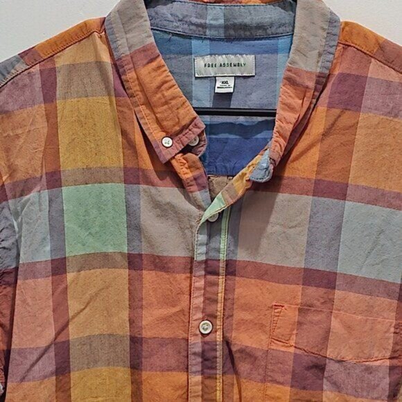 Free Assembly Casual Short Sleeve Button Shirt - Plaid - XXL - Picture 3 of 10
